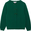 Velvet Bow Cardigan, Forest Green - Cardigans - 1 - thumbnail