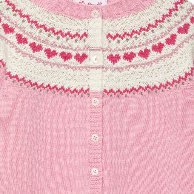 Natasha Fairisle Cardigan, Rose Pink - Cardigans - 3