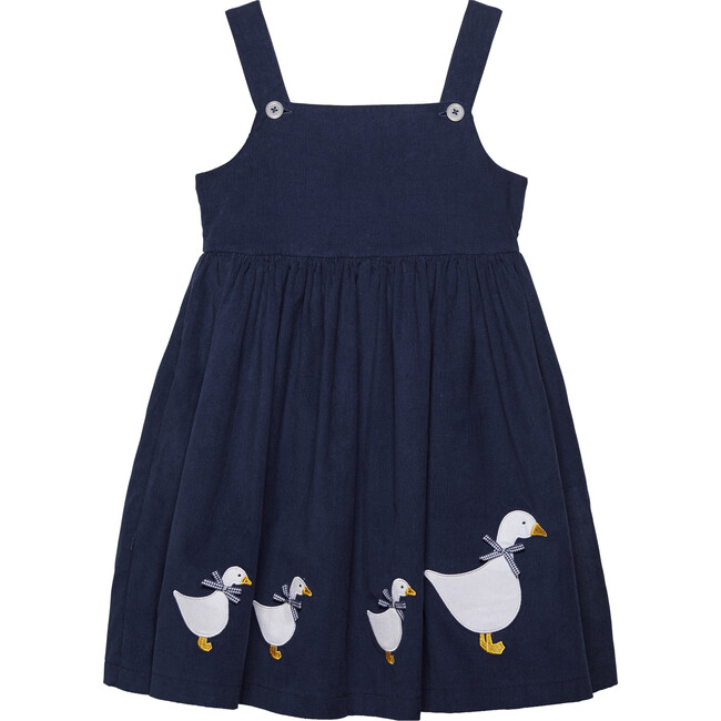 Duck Applique Pinafore Dress, Navy