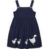 Duck Applique Pinafore Dress, Navy - Dresses - 1 - thumbnail