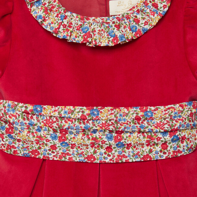 Liberty Print Emma Velvet Party Dress, Red Velvet & Emma And Georgina - Dresses - 3