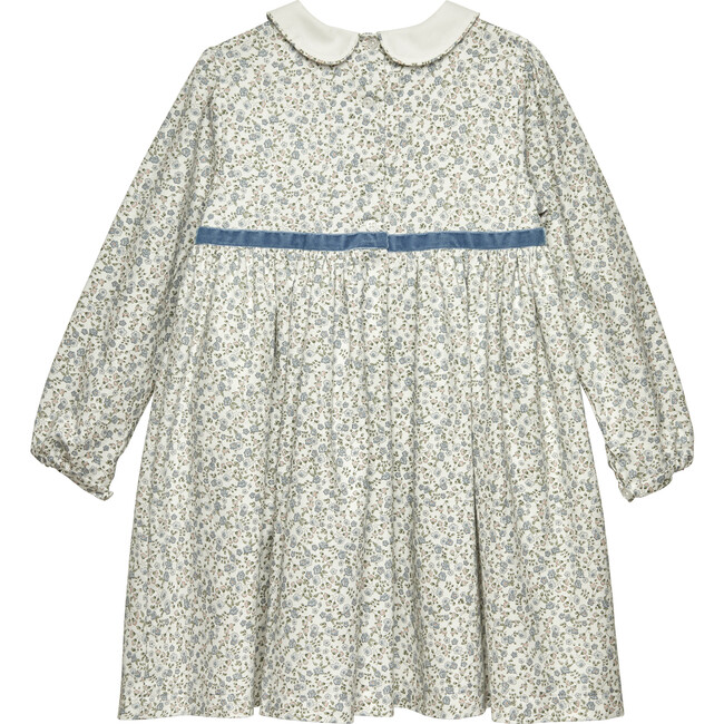 Aubrey Floral Peter Pan Collar Long Sleeve Dress, Blue & Pink - Dresses - 2