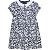 Annie Floral Short Sleeve A-Line Cord Dress, Navy - Dresses - 1 - thumbnail