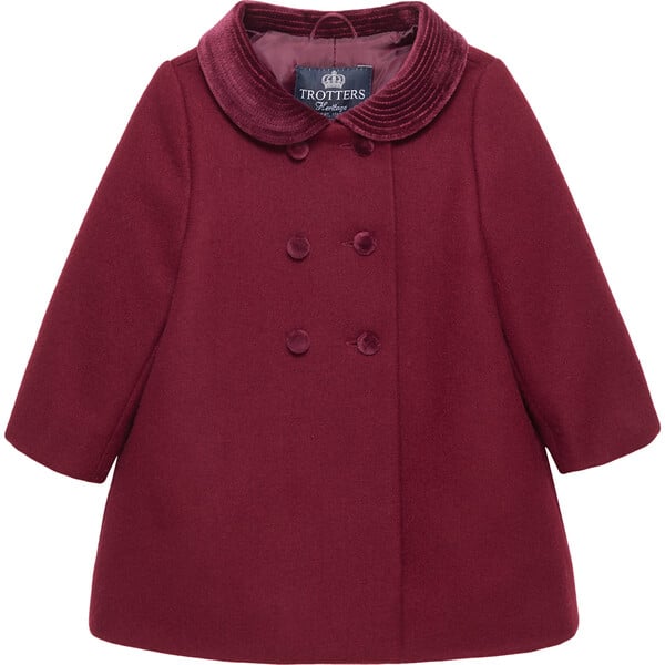 Little Classic Wool Coat, Burgundy Trotters London Outerwear