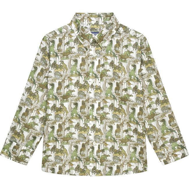 Liberty Print Dinosaur Shirt, Green Dinosaur