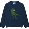 Deacon Dinosaur Sweater, Navy Marl - Sweaters - 1 - thumbnail