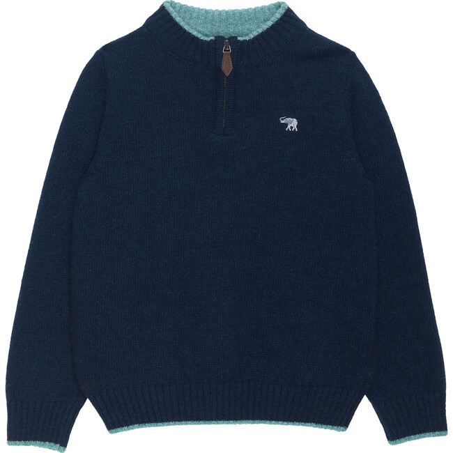 Calum Half Zip, Navy & Sea Green