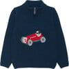 Henry Half Zip, Navy Marl - Sweaters - 1 - thumbnail