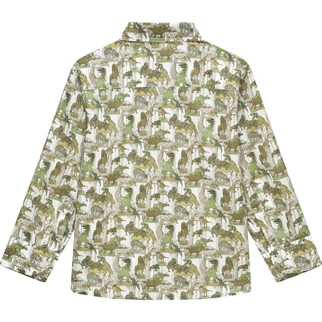 Liberty Print Dinosaur Shirt, Green Dinosaur - Shirts - 2