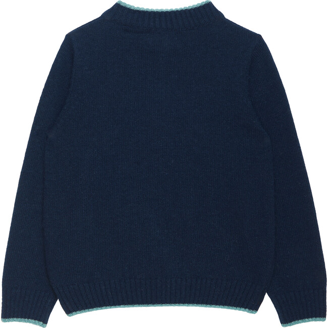 Calum Half Zip, Navy & Sea Green - Sweaters - 2