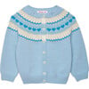 Little Natasha Fairisle Cardigan, Pale Blue - Cardigans - 1 - thumbnail