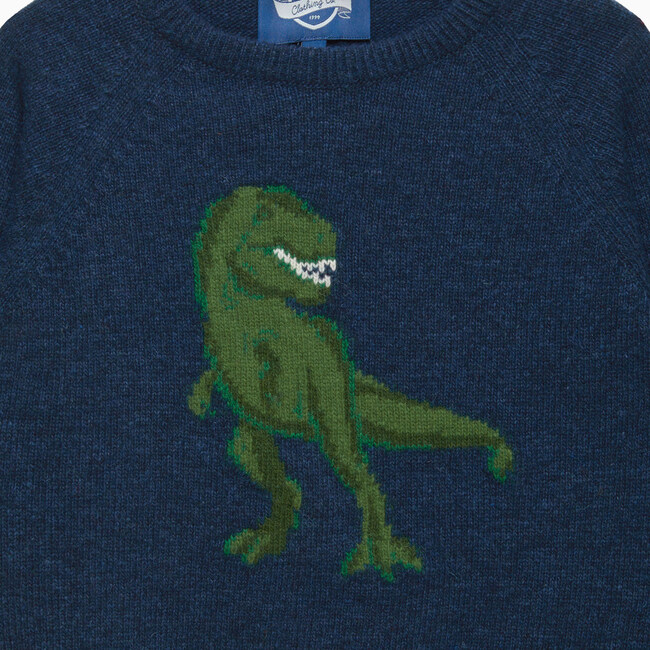 Deacon Dinosaur Sweater, Navy Marl - Sweaters - 3