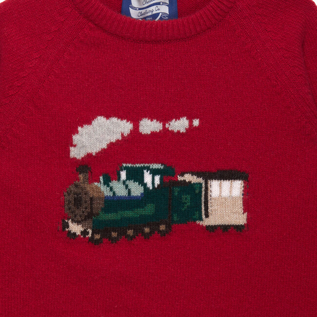 Steam Train Sweater, Red - Sweaters - 3