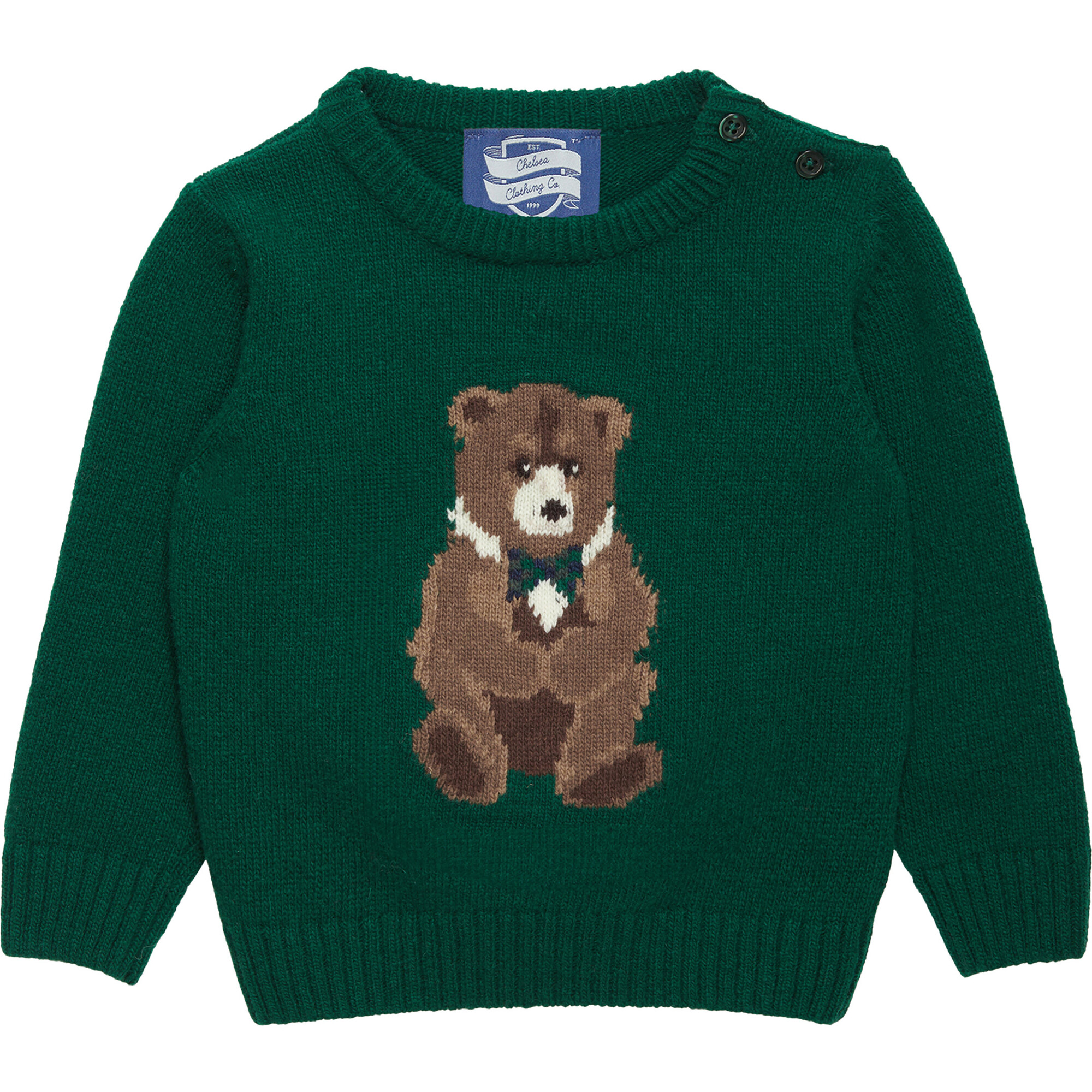 Little Timothy Teddy Sweater, Green - Sweaters - 1
