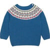 Little Frankie Fairisle Sweater, Denim Blue Marl - Sweaters - 1 - thumbnail