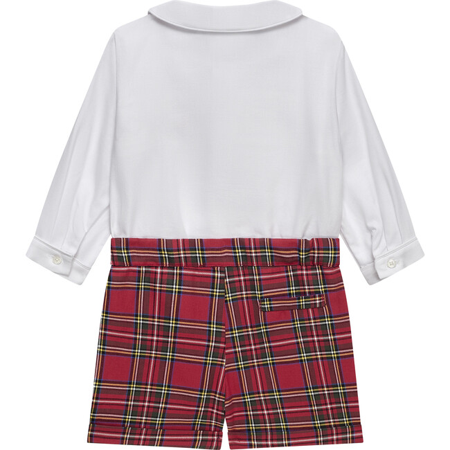 Little Rupert Smocked Set, White & Red Tartan - Mixed Apparel Set - 2