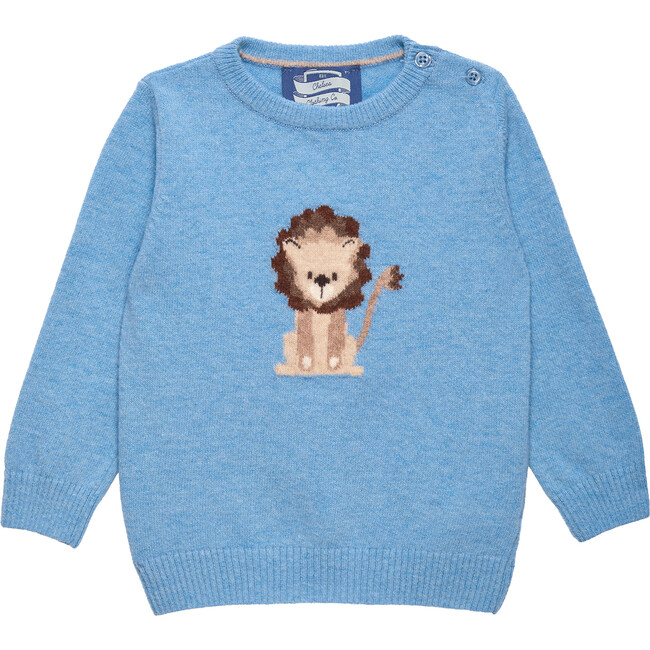 Little Baby Augustus Lion Sweater, Blue Marl