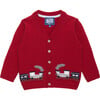 Little Train Cardigan, Red - Cardigans - 1 - thumbnail