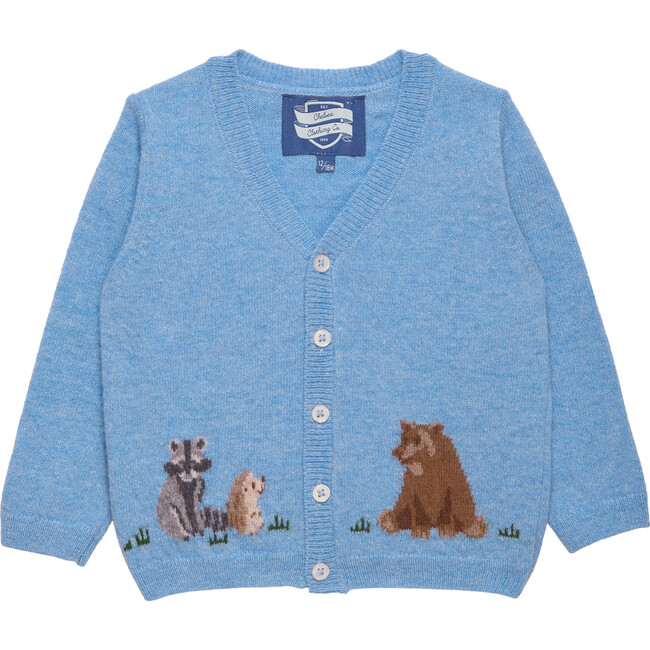 Little Woodland & Friends Cardigan, Blue Marl