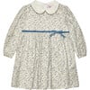 Little Aubrey Floral Peter Pan Collar Long Sleeve Dress, Blue & Pink - Dresses - 1 - thumbnail