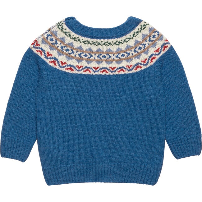 Little Frankie Fairisle Sweater, Denim Blue Marl - Sweaters - 2