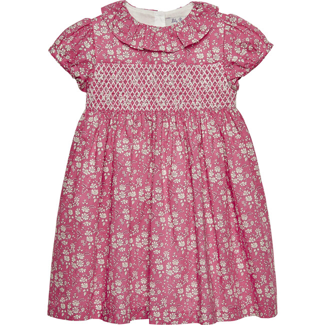Little Liberty Print Capel Floral Smocked Party Dress, Bright Pink Capel