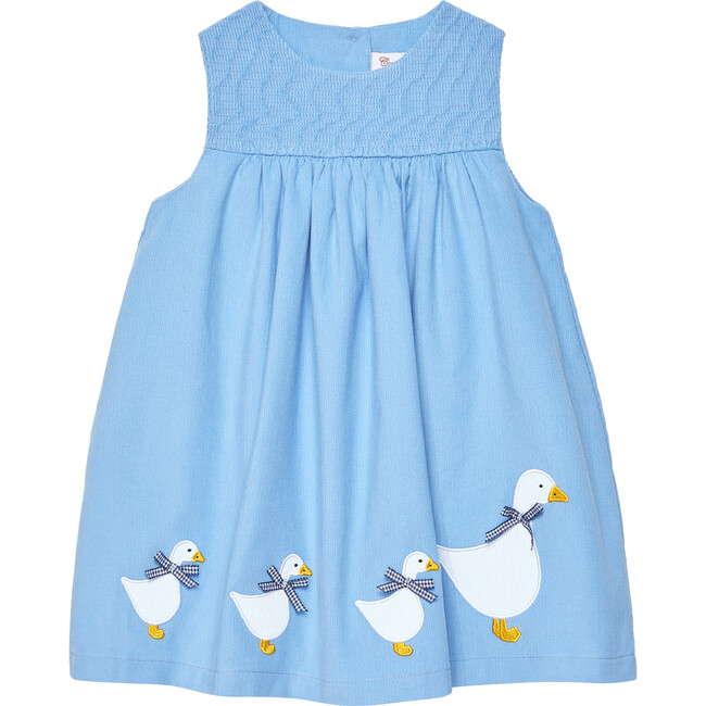 Little Duck Applique Smocked Pinafore, Blue Cord