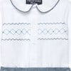 Little Rupert Smocked Set, White & Blue Herringbone - Mixed Apparel Set - 3