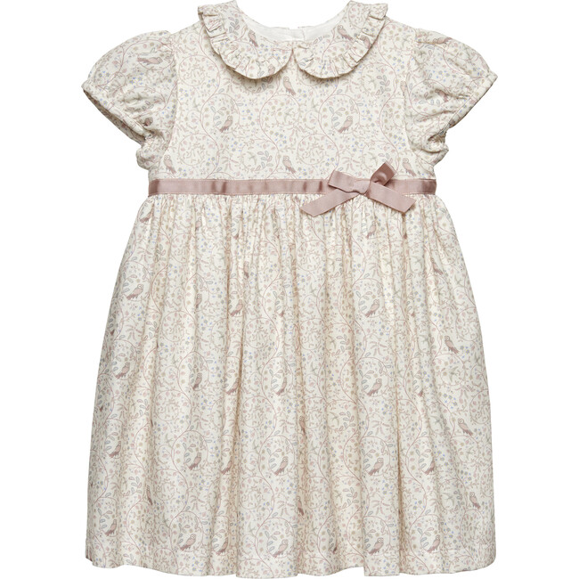 Little Olivia Owl Cap Sleeve Dress, Winter White