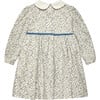 Little Aubrey Floral Peter Pan Collar Long Sleeve Dress, Blue & Pink - Dresses - 2