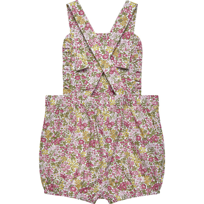 Little Cord Duck Applique Dungaree, Pink & Lilac Floral - Rompers - 2