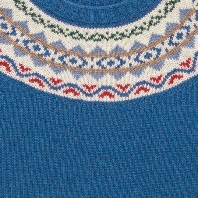 Little Frankie Fairisle Sweater, Denim Blue Marl - Sweaters - 3