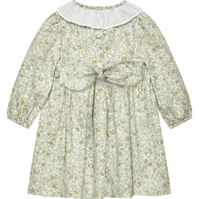 Little Bella Floral Willow Collar Long Sleeve Smocked Dress, Green - Dresses - 2