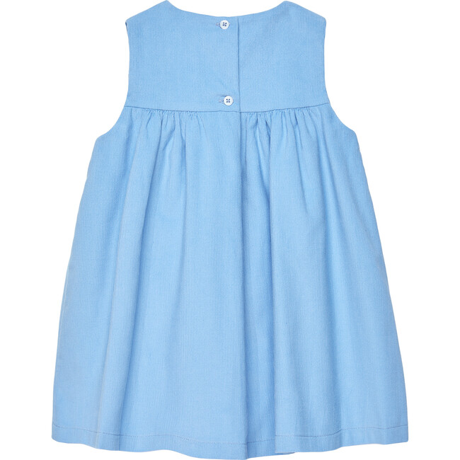 Little Duck Applique Smocked Pinafore, Blue Cord - Dresses - 2