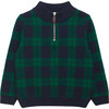 Donald Half Zip, Navy Tartan - Sweaters - 1 - thumbnail