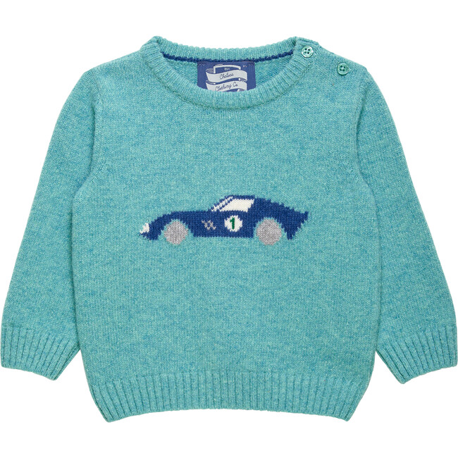 Little Sebastian Car Sweater, Sea Green