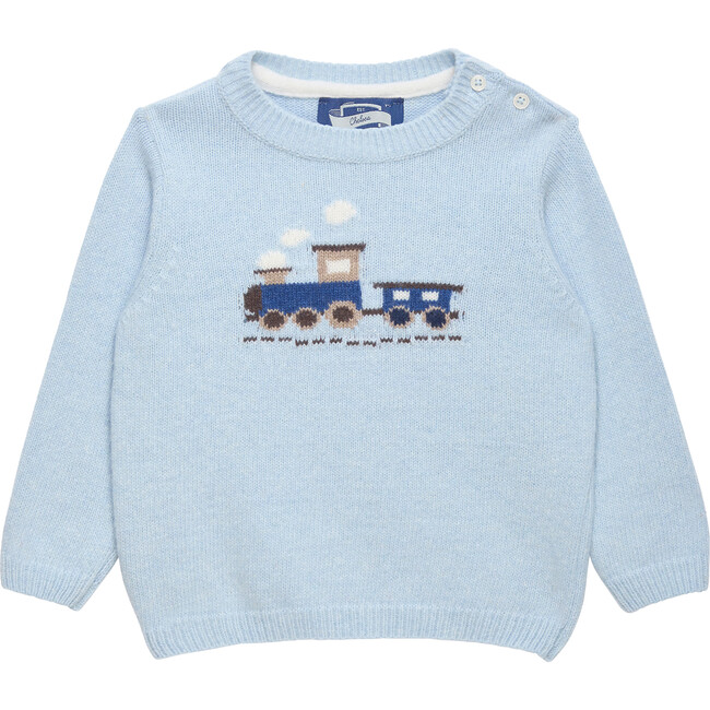 Little Thomas Train Sweater, Icy Blue