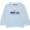 Little Thomas Train Sweater, Icy Blue - Sweaters - 1 - thumbnail