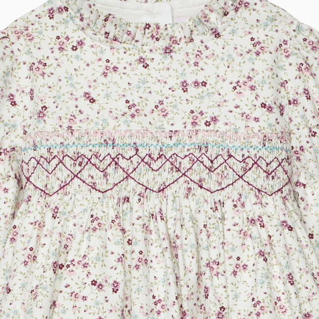 Little Edie Floral Frill Collar Long Sleeve Dress, Pink & Lilac Floral - Dresses - 3