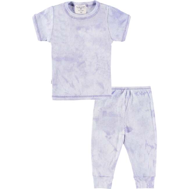 Toddler 2x1 Rib Organic Marble Dye S/S Tee and Legging Sets, Purple