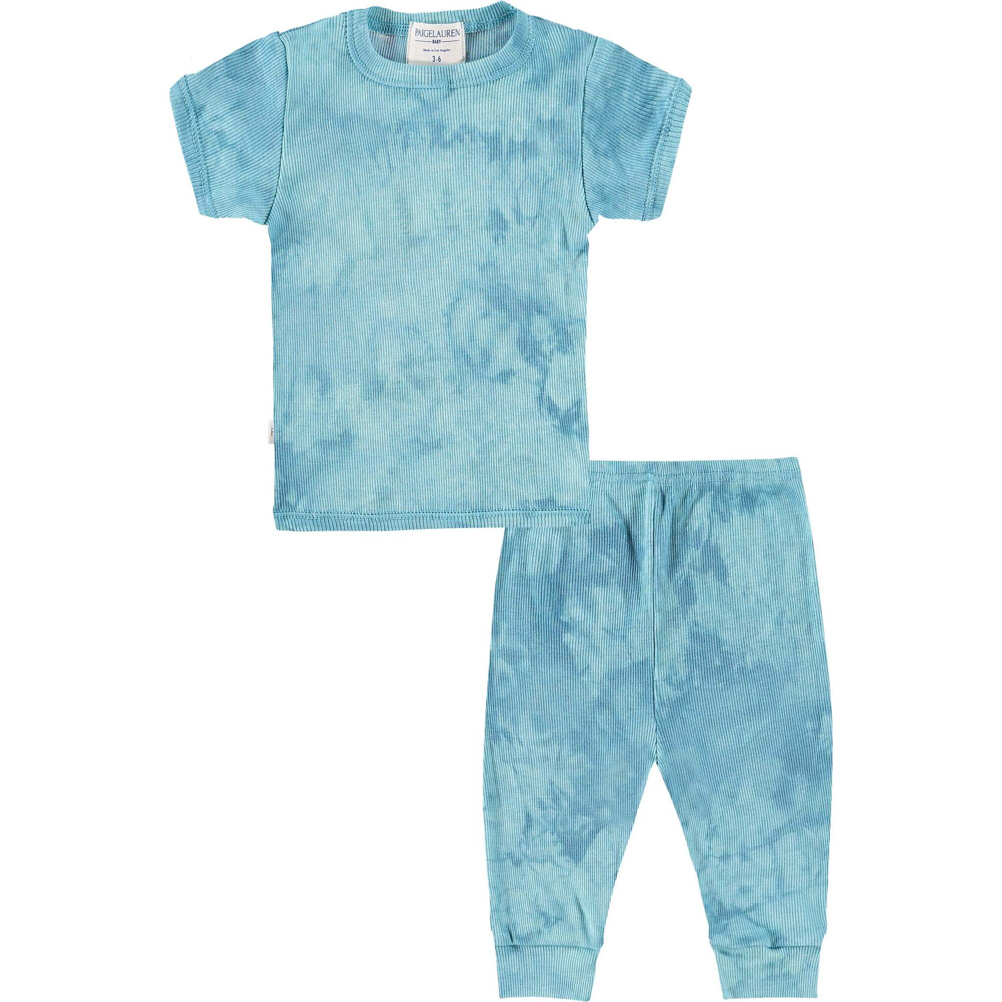 Toddler 2x1 Rib Organic Marble Dye S/S Tee and Legging Sets, Green - Mixed Apparel Set - 1