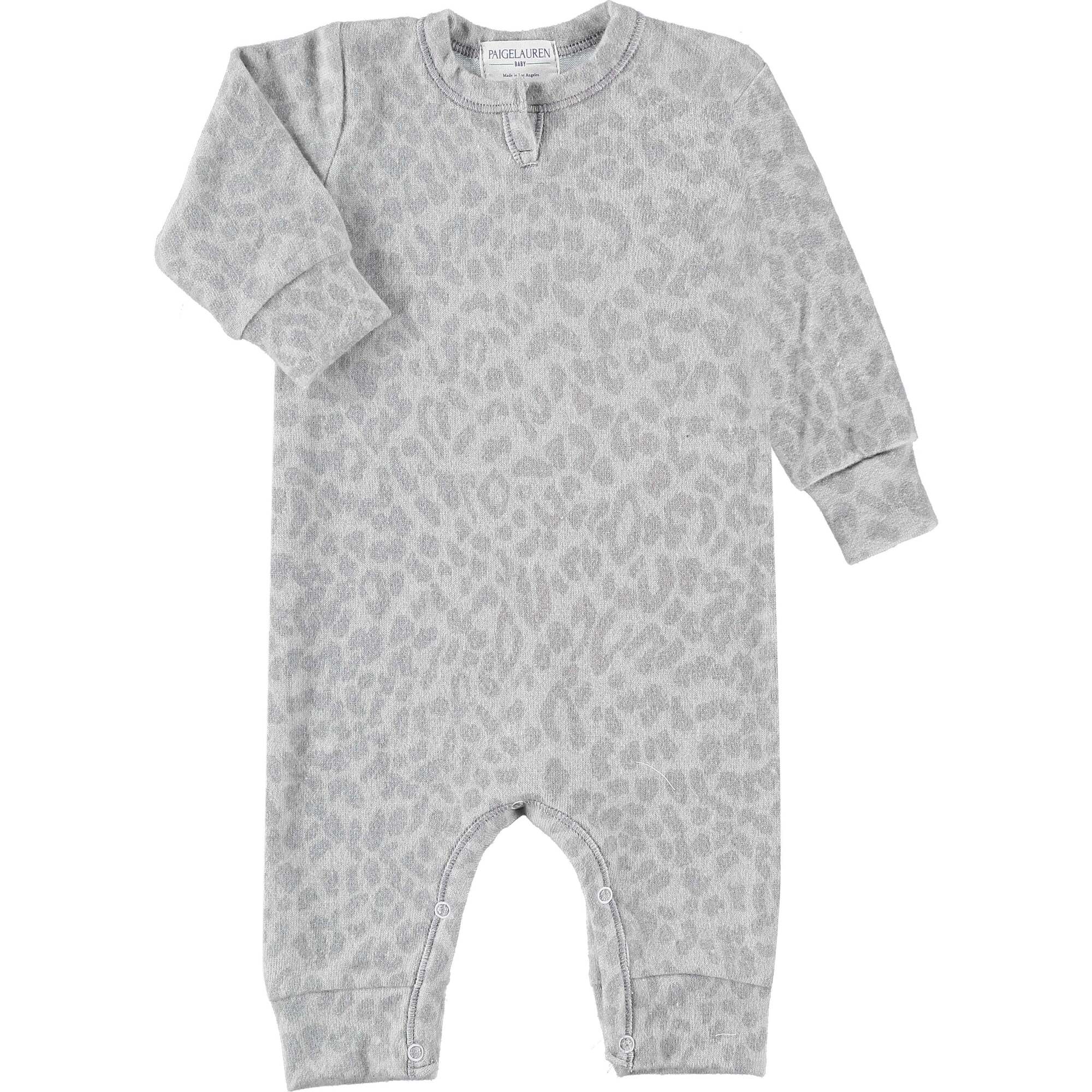 Baby Henley Eco Leopard Hacci Coverall, Taupe - Rompers - 1