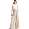 Women's Layla Sash Belt Tie Front Wide Leg Pant, Natural - Pants - 1 - thumbnail
