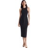 Women's Piper Ribbed Sleeveless Tie Front Midi Dress, Jet - Dresses - 1 - thumbnail