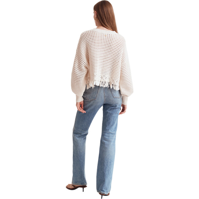 Women's Rachel Crochet Fringe Cardigan, Ivory - Cardigans - 2