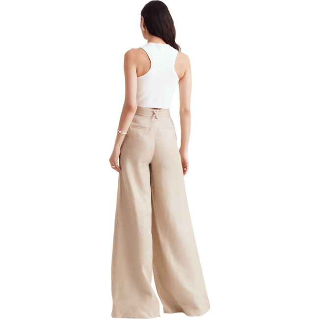 Women's Layla Sash Belt Tie Front Wide Leg Pant, Natural - Pants - 2