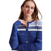 Women's Kara Cropped Waist Full Sleeve Cardigan, Multi-Navy - Cardigans - 1 - thumbnail