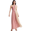 Women's Mackenzie Ribbon Belt Halter Maxi Dress, Marigold & Rust - Dresses - 1 - thumbnail