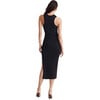 Women's Piper Ribbed Sleeveless Tie Front Midi Dress, Jet - Dresses - 2