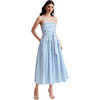 Women's Cameron Ruched Tie Front Midi Dress, Cornflower - Dresses - 1 - thumbnail